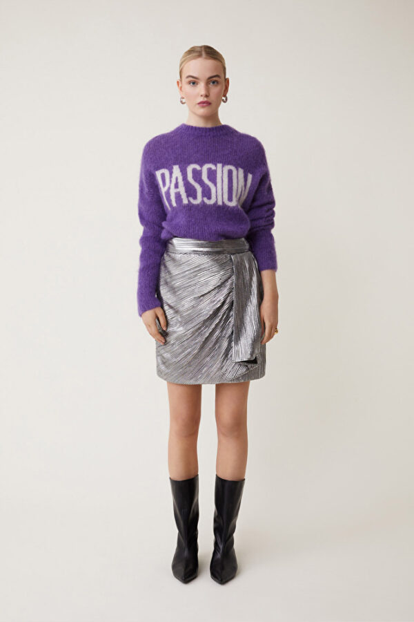 Short metallic skirt