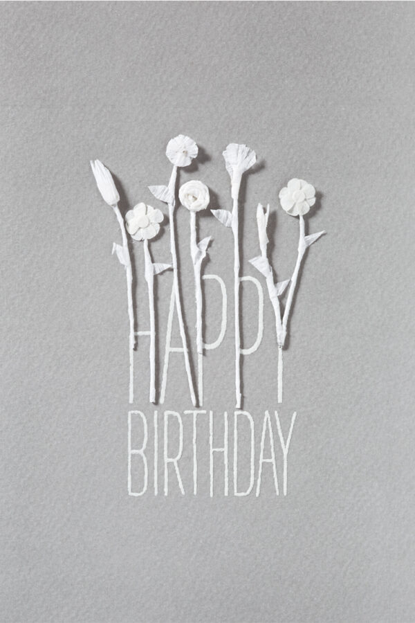 White flower card "Happy Birthday"