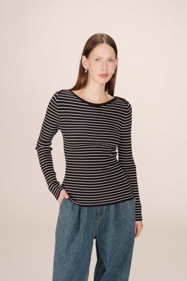 Striped boat neck Samedi - Navy