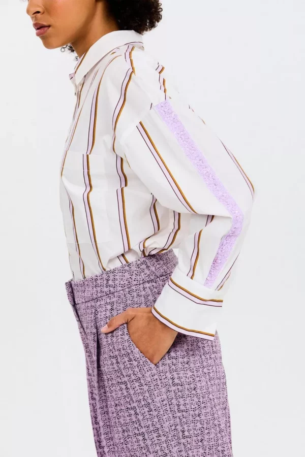 standing blouse lange mouwen lila